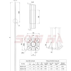 Cột đèn chiếu sáng 14m