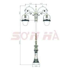 Cột đèn trang trí đế sư tử