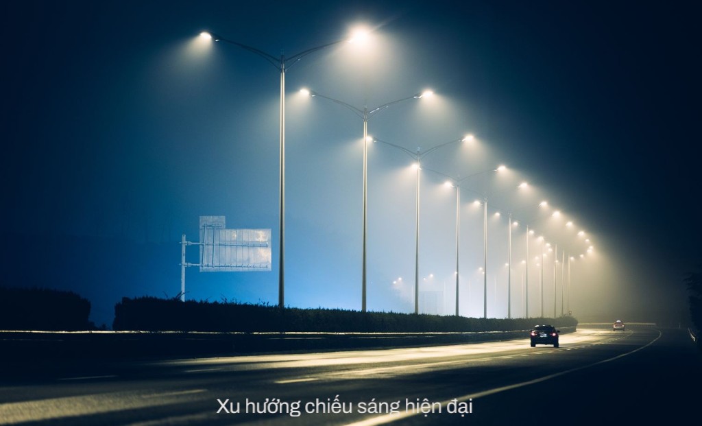 cột và đèn led cao áp chiếu sáng đường phố